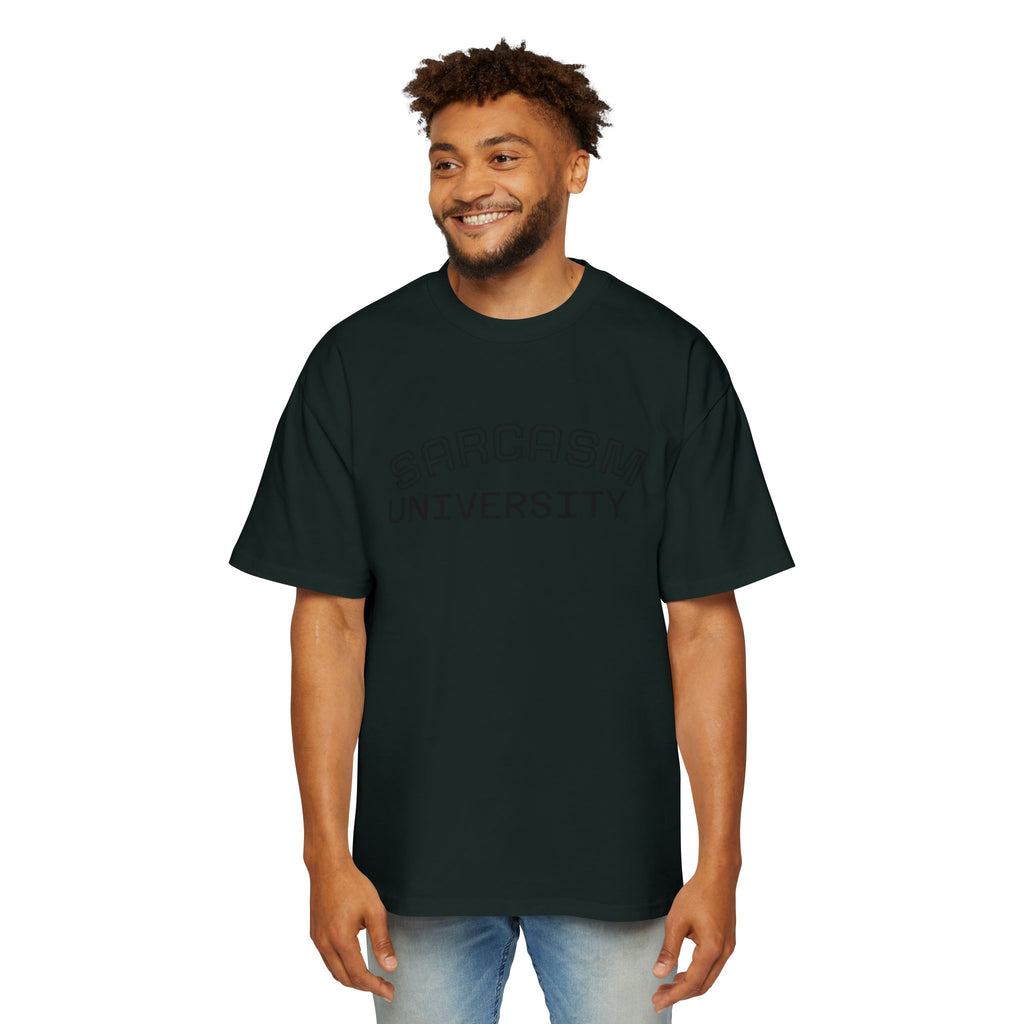 Sarcasm University Tee — Funny Men’s Oversized Graphic T-Shirt