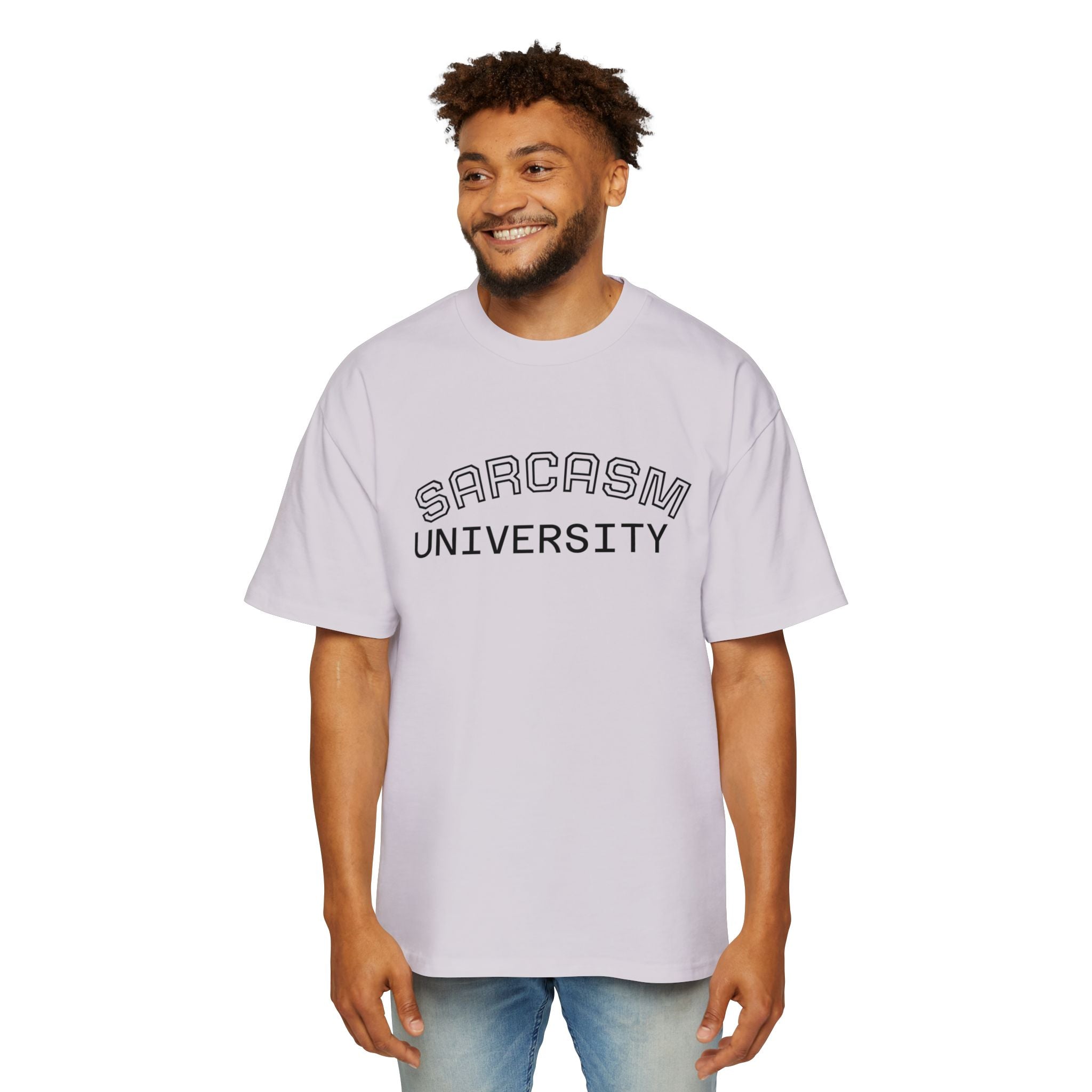 Sarcasm University Tee — Funny Men’s Oversized Graphic T-Shirt