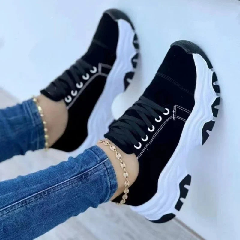 Women Vulcanized Shoes Platform Shoes for Women 2025 Solid Color Suede Womens Sneakers Comfortable Casual Zapatillas Footwear